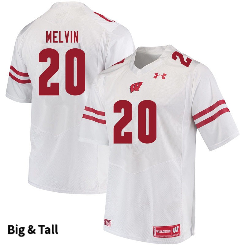 Wisconsin Badgers Men's #20 Semar Melvin NCAA Under Armour Authentic White Big & Tall College Stitched Football Jersey VU40D23YY